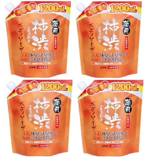 【まとめ買い】薬用柿渋 ボディソープ 大容量 (つめかえ用) 1200mL 【医薬部外品】×4個