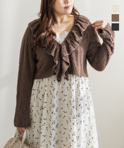 大きいサイズ レディース LL 3L 4L XL XXL XXXL CLETTEオリジナルフリルショートボレロ