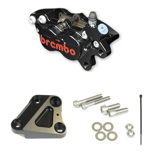 WORKS QUALITY brembo40ミリキャリパーサポート・キャリパーセット 右/黒/赤ロゴ WQ28-10074BK