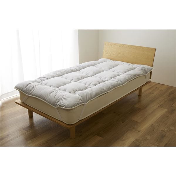 Sleep Niceday フランス産ウォッシャブルウール100%使用した 増量プレミアムベッドパッド 日本製/消臭/吸湿 ダブル（D） ライトグレー