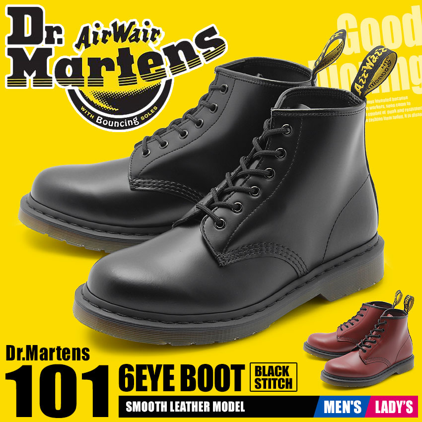 レビュー高評価の商品！ ドクターマーチン DR．MARTENS ブーツ 24255 24255001 6ホールブーツ 101 ショート・ミドルブーツ