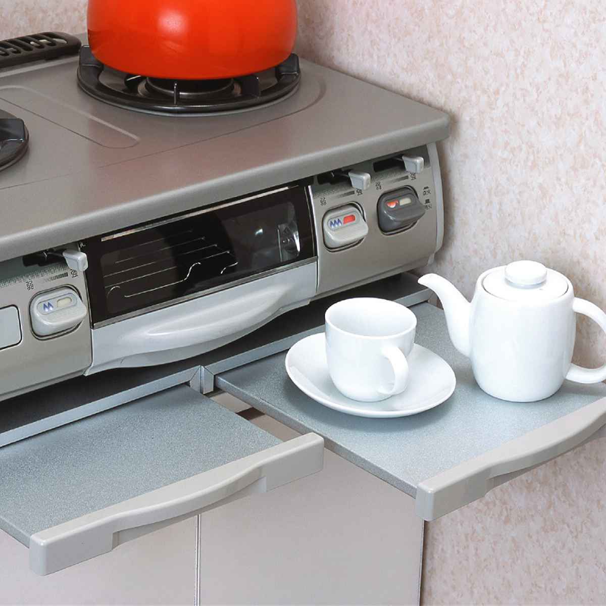 レンジテーブル 幅60cm用 洗えるレンジテーブル 吸盤付き ガスレンジテーブル スライドテーブル ガスコンロテーブル 補助テーブル ガステーブル 60cm 幅60cm
