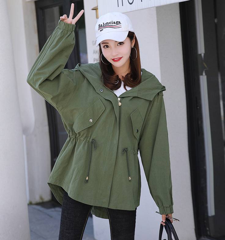 パーカー ジャンパー レディース 前開き 2XL 3XL 4XL 5XL 6XL ウエストマーク ドロスト ゆったり お洒落 カジュアル ラフ デイリー アウトドア 通学 アーミーグリーン ベージュ