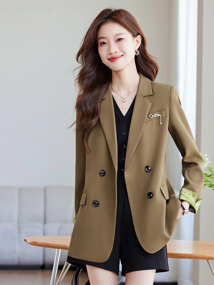 レディース ジャケット 黒色 カジュアル スーツ 春秋 トレンド 高級感