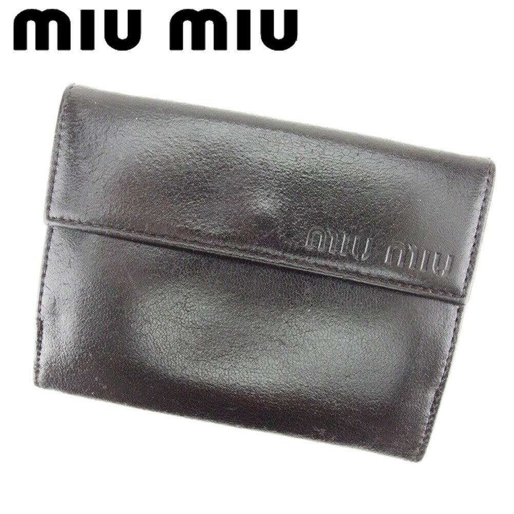Wホック 財布 二つ折り 財布 ブラウン 中古