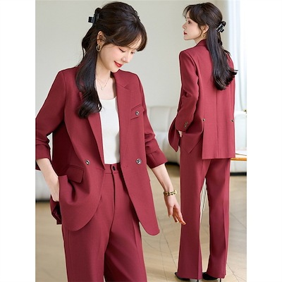 安可拉紅西套女2025高級感カジュアル職業気質正装外套春秋