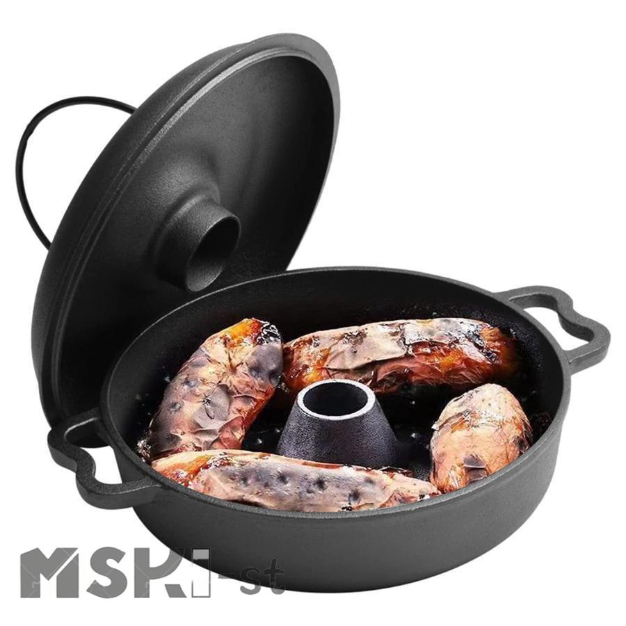 焼き芋器 石 石焼鍋 焼き芋とうもろこし栗など器 鋳物ホーロー鍋 多機能 鋳鉄鍋 焼芋鍋 鉄鋳物 ビビンバ鍋 敷板 ハンドル付き 家庭用 ダブルハンドル鍋調理器