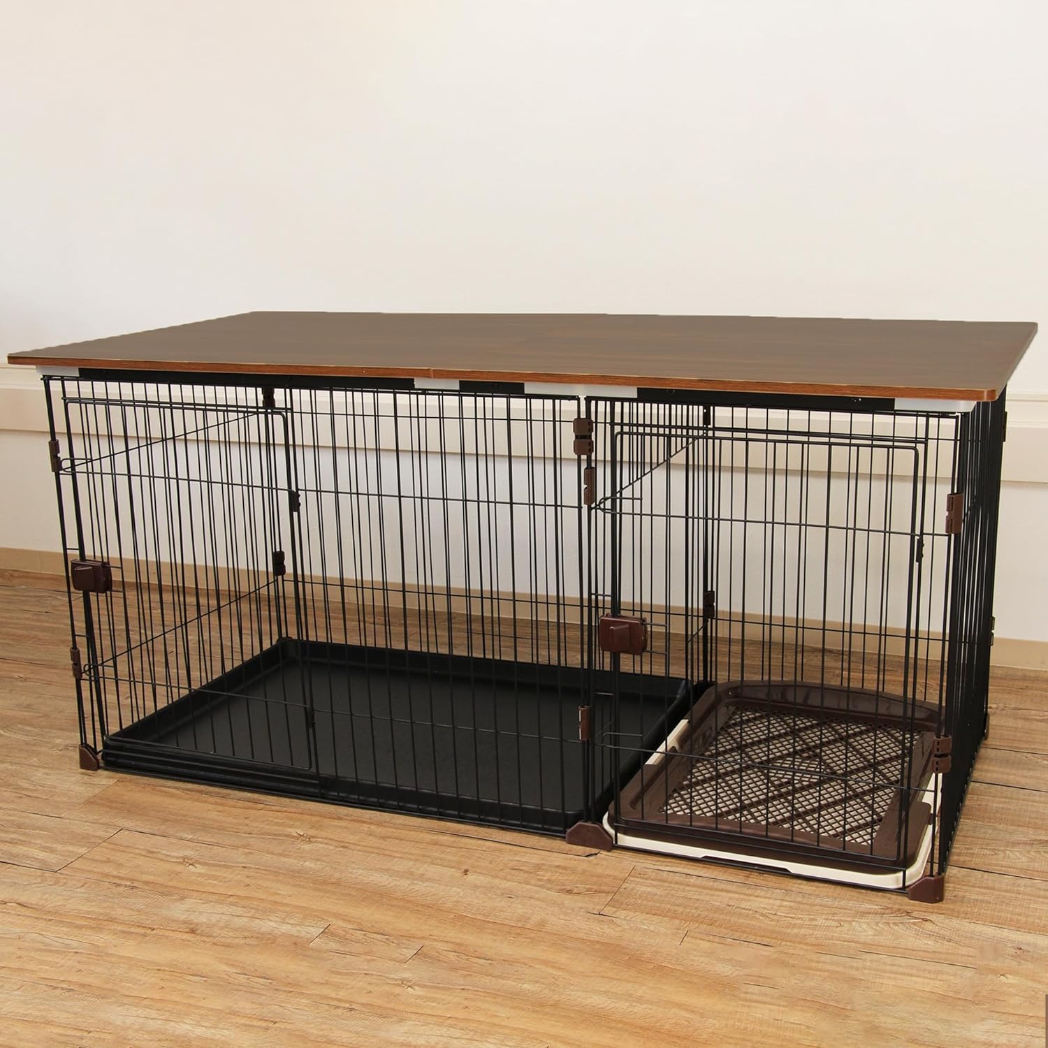 143*66*69cm 小型犬 中型犬 ペットケージ ペットケージ 犬用ゲージ ロック可能 屋根付き トイレトレー付 室内