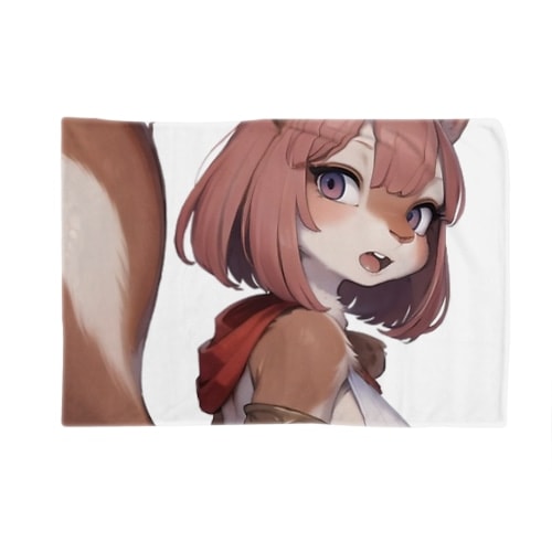 【文字入れ可能受注生産】リスの女の子　サラ ブランケット