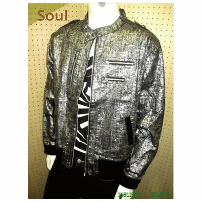 SOUL メンズ ブルゾン シングルライダース ライトブルゾン 和柄使い 箔プリント カジュアル 大人カジュアル ソウル 16811501