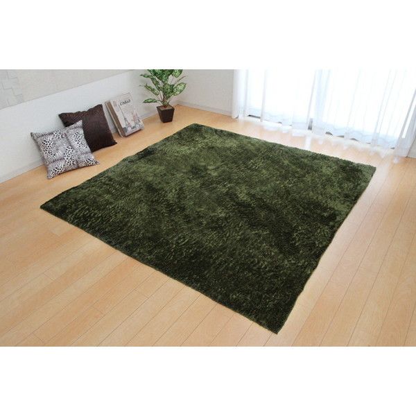 1280200121503 ラグ カーペット 1.5畳 無地 シャギー調 選べる7色 『ラルジュ』 グリーン 約130×185cm(ホットカーペット対応) メーカー直送