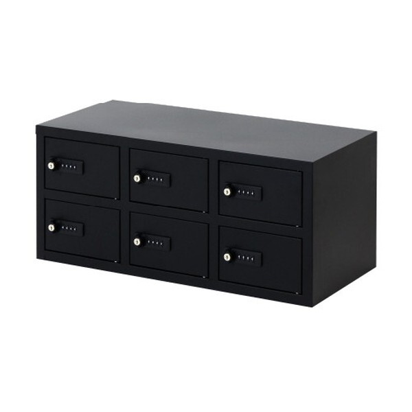 Netforce NSAFE-32-W-BK ブラック 貴重品ロッカー 3列2段 6人用 ダイヤル錠 (幅590mm) メーカー直送