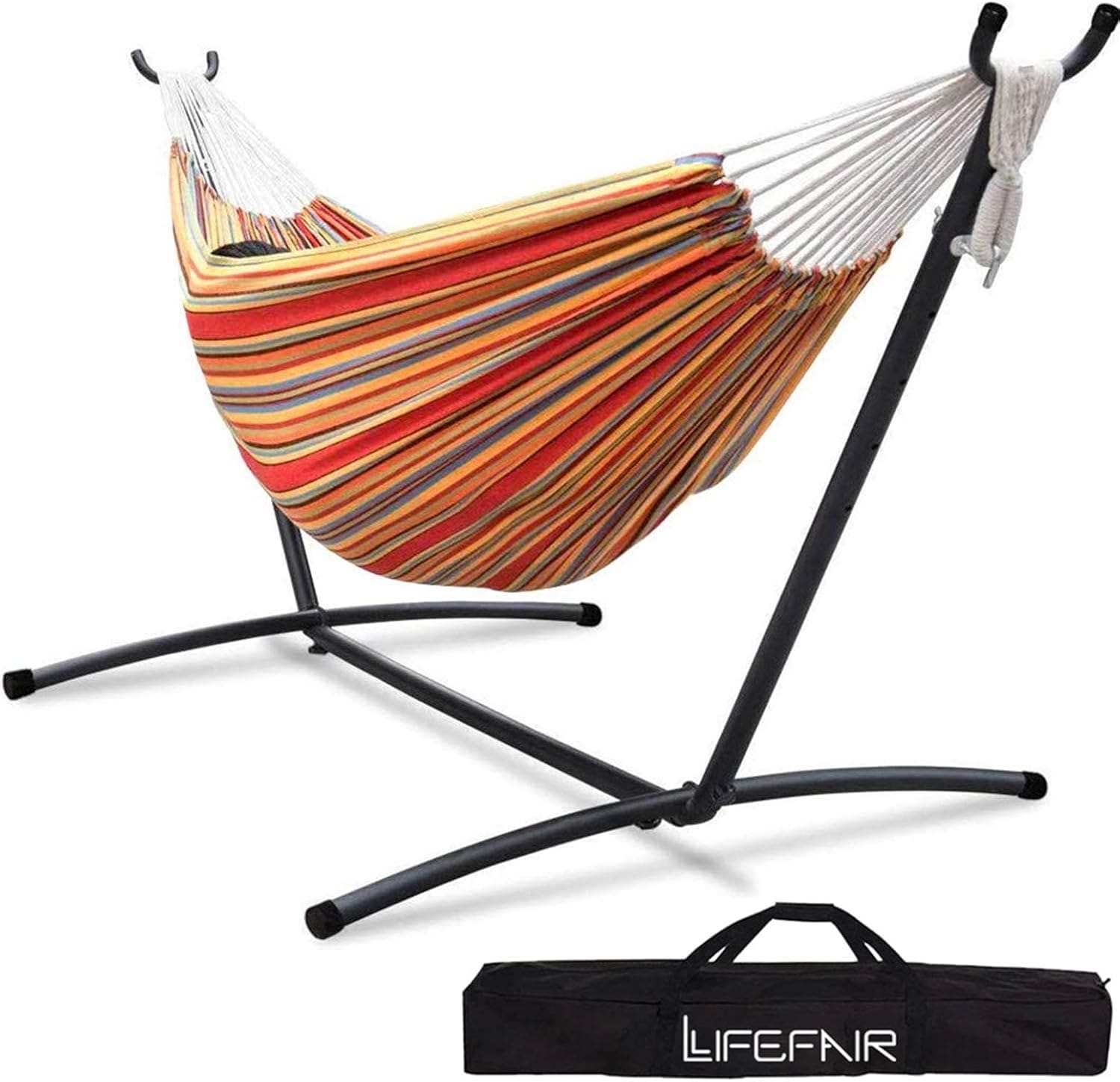 LifeFair ハンモック 自立式スタンドセット ダブルサイズ 室内 室外 兼用 収納バッグ付き耐荷重300kg