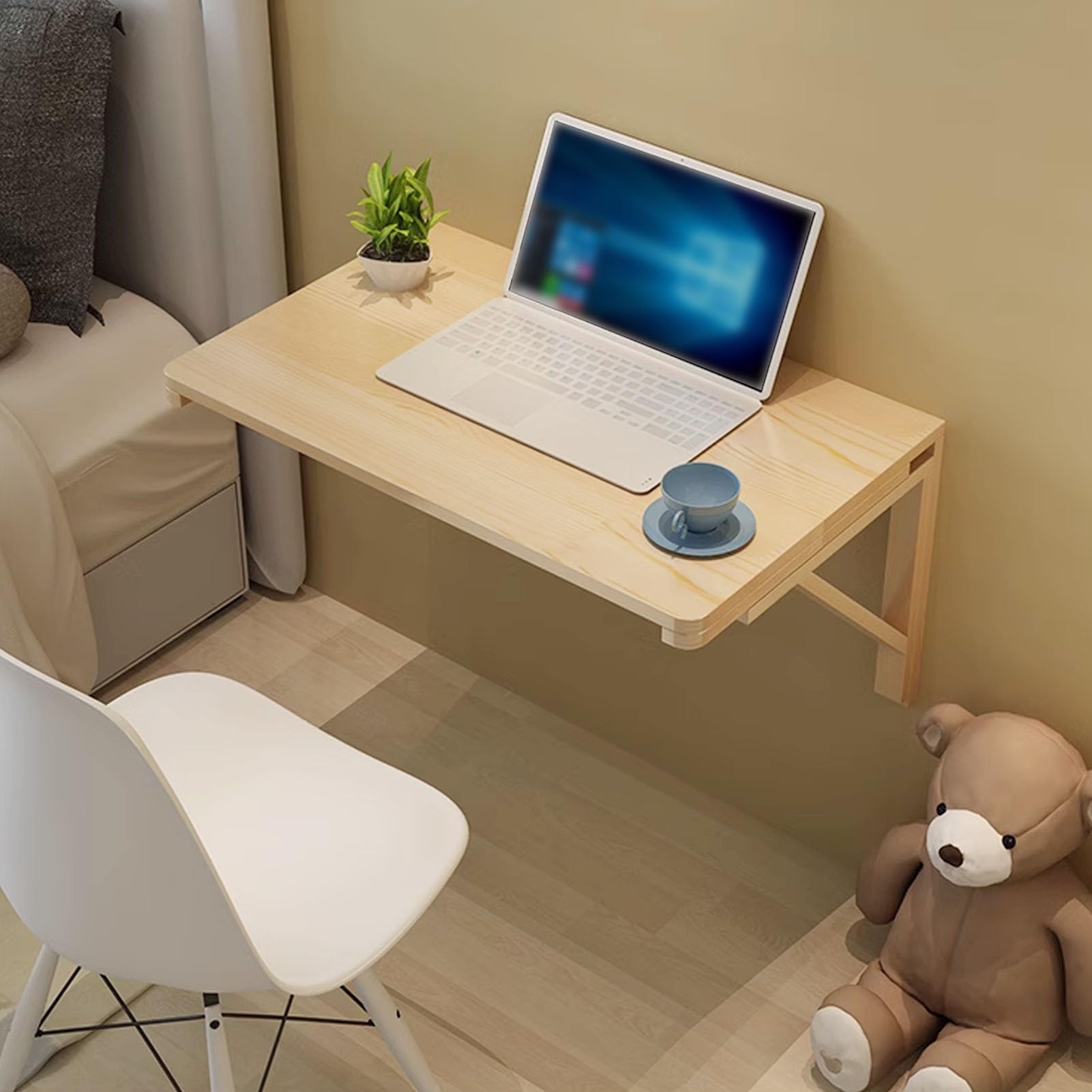 壁掛け折りたたみコンピュータテーブル省スペース折りたたみデスクキッチンランドリーホームオフィスポータブル折りたたみ式朝食バーテーブル (サイズ: L50xW40cm / L20xW16in)