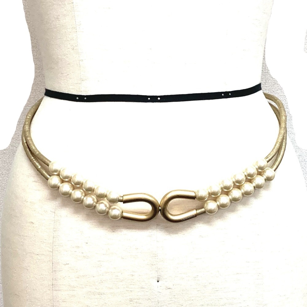 ベルト フェイクパール 01C レザー ゴールド