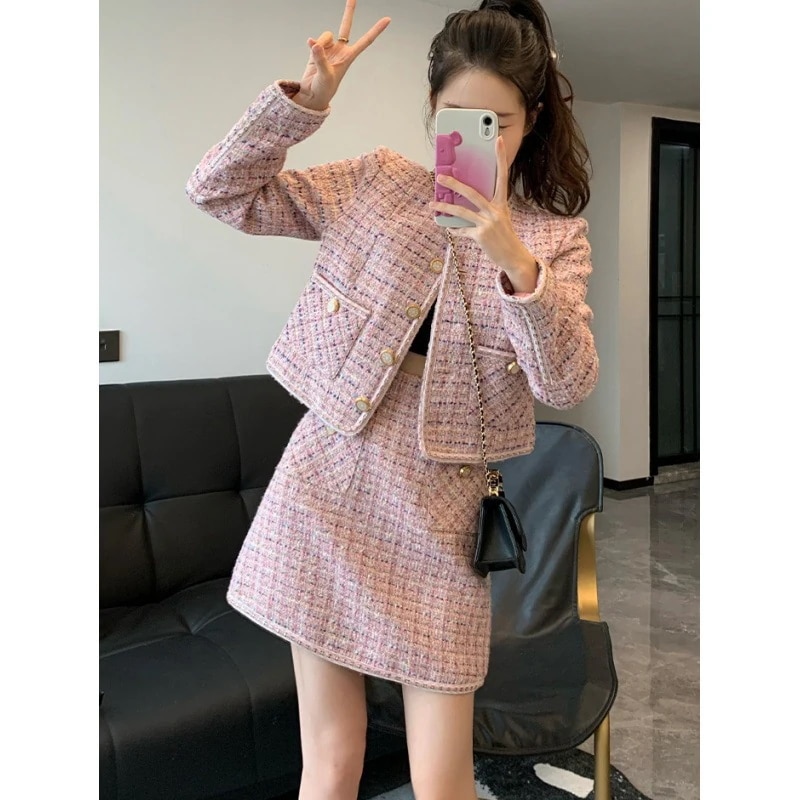 ハイエンドのカスタマイズ-2024秋冬新スタイル香りジャケット社交界年齢還元気質ドレス2点セット