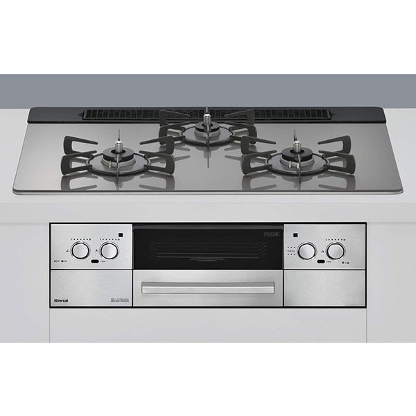 ビルトインガスコンロ プロパンガス用 3口 両側強火タイプ 幅75cm RHS71W33L25RSTW-LP カームシルバー ベイズ