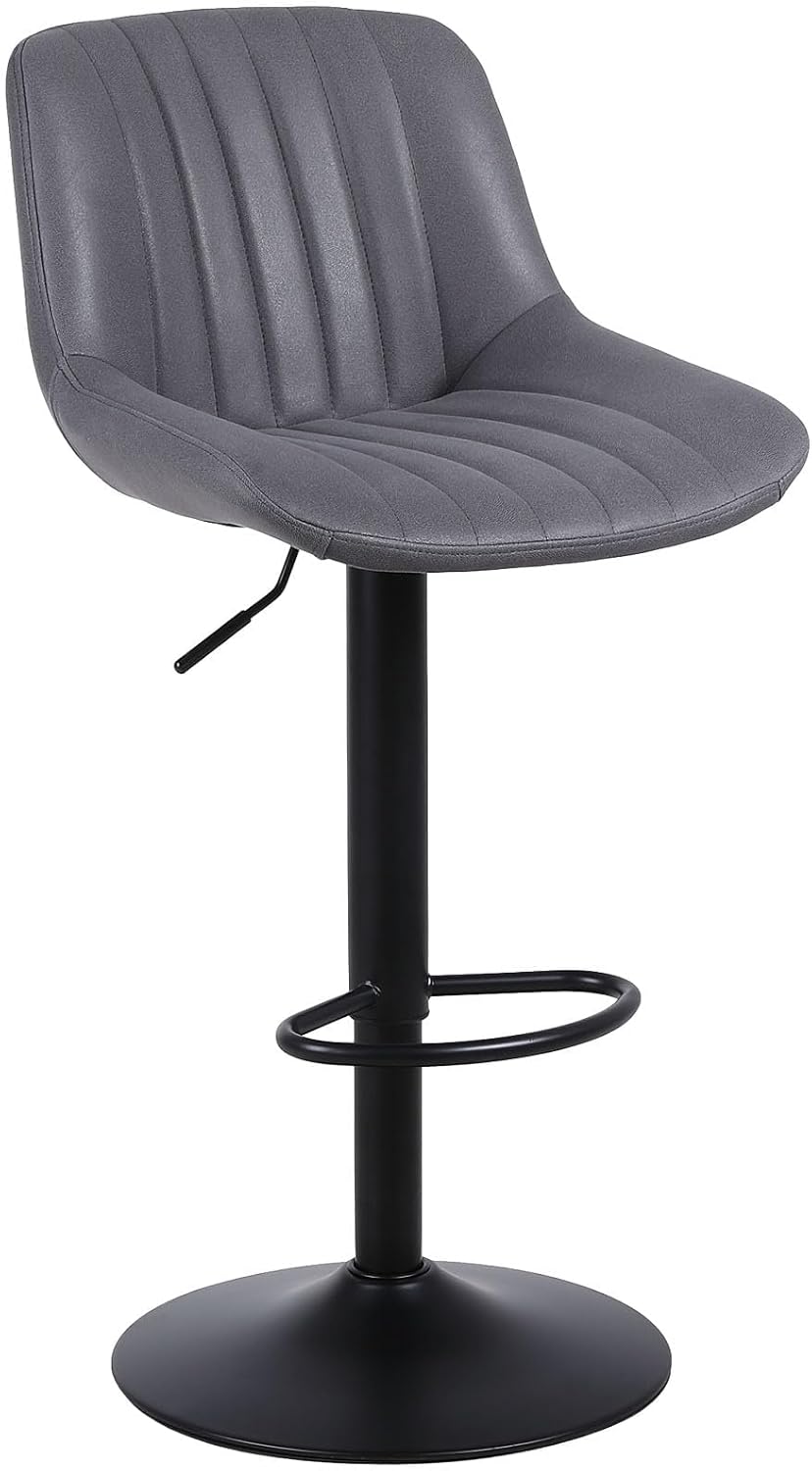 Youhauchair カウンターチェア 1脚 背もたれ ハイチェア 調節可能 回転バーチェア 足置き 昇降式ハイチェア フェイク PUレザー キッチンチェア ブラック