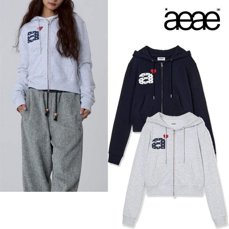 DOT SMALL LETTER CROP HOOD ZIP UP 25FW新作 韓国ブランド ふわふわ 裏起毛 あったか レター ハート刺繍 大人可愛 デートコーデ 秋冬 デイリー 着回し 上品 旬