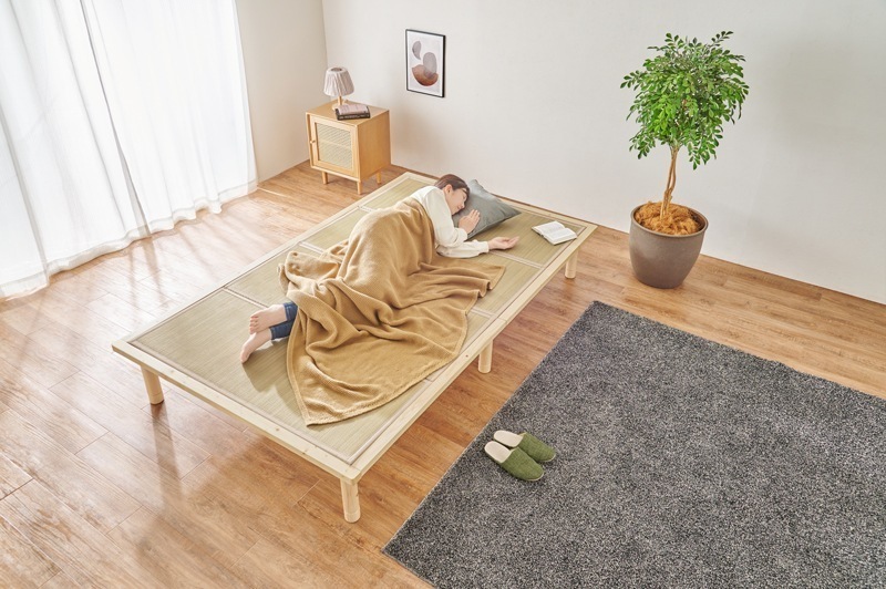 ベッド シングル すのこ ベット 畳 い草 布団が敷けるロングサイズ 高さ調節 たたみ 木製 小上り 和風モダン