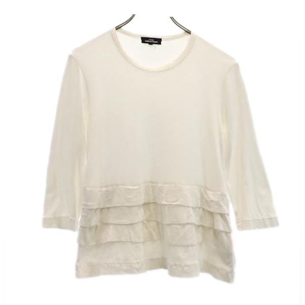 トリココムデギャルソン 2016年 リネンブレンド 7分袖 フリル カットソー M ホワイト系 tricot COMME des GARCONS レディース