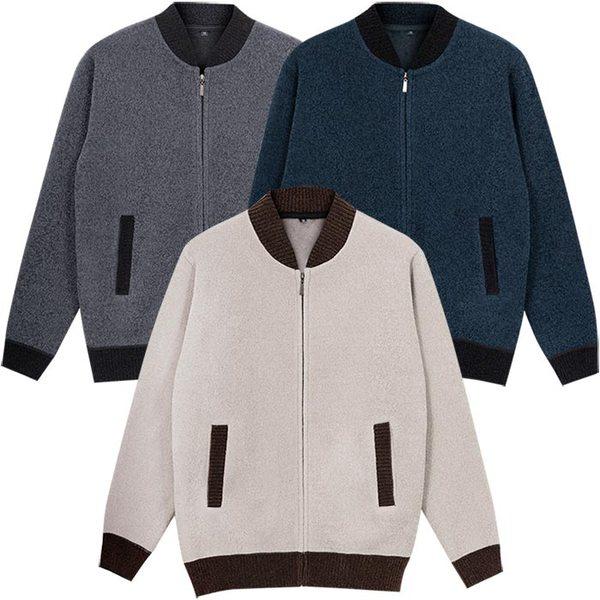 裏起毛配色ブルゾンニットジップアップジャンパー ジャケット セーター 航空