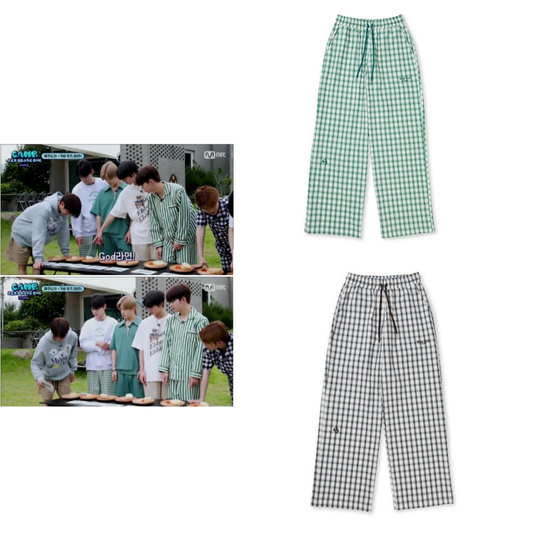 【ZB1キムジウン着用】Wide check banding pants