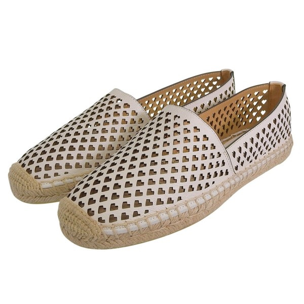 トリーバーチ 靴 レディース エスパドリーユ アウトレット 22.5cm レザー ホワイト HEART A-LINE ESPADRILLE 149146-100225 TORY BURCH