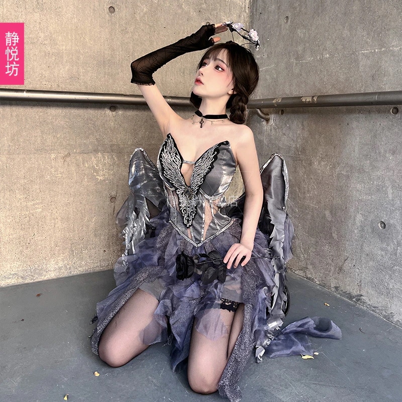 ハロウィン大人用コスムナイトクラブバーdsホラーダークゴースト天使悪魔ゴス悪魔ドレス