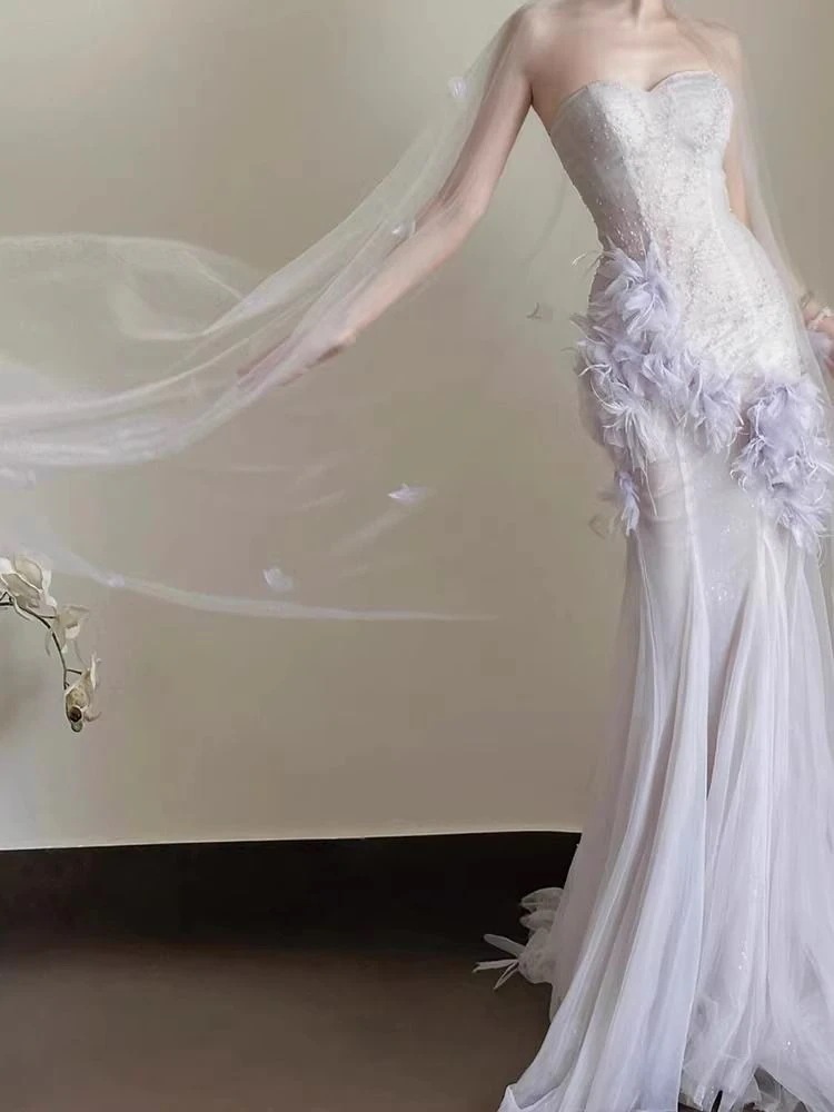 パードレス2025ハイエンドストラップレスホストバースデーパーティーテイルスカート