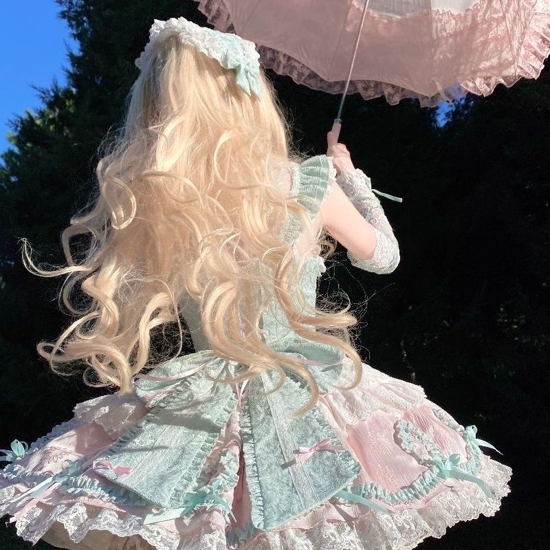 洛猫lolitaハロウィンコスプレjskワンピース蝶結びロリータピンクブルー日韓ファッション 9,891円