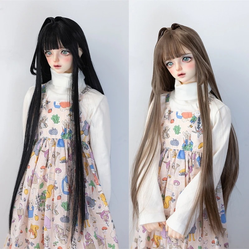 BJDドール用ウィッグ 手入れ 3色 ロング 猫耳 高温糸 SDサイズ人形用 頭囲22‐24cm