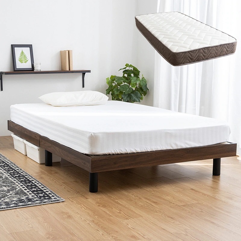 すのこベッド ベッド マットレスセット ダブル ダブルベッド ベッドフレーム マットレス すのこ ヘッドレス シンプル ミニマル 北欧風 おしゃれ 北欧