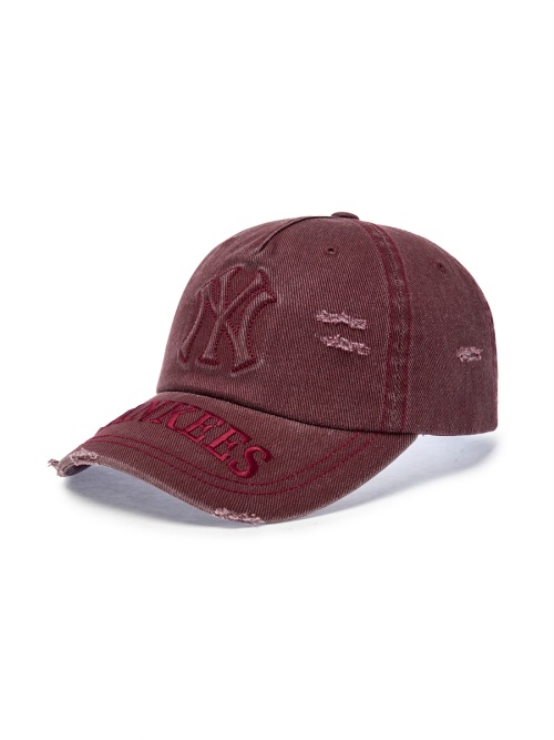【MLB】 VINTAGE EMBOSSED DAMAGE UNSTRUCTURED BALL CAP NY D.WINE キャップ 正規品