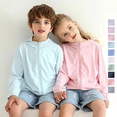 【20点セット】【送料無料】uvカット パーカー キッズ 女の子 男の子 接触冷感 UVカット率98.9％ 指穴 uv 虫除け