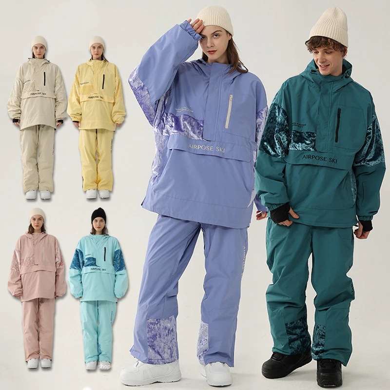 スノーボードウェア レディース メンズ 上下セット セットアップ スキーウェア スノボウェア 男女兼用 ジャケット ロングパンツ 切り替え