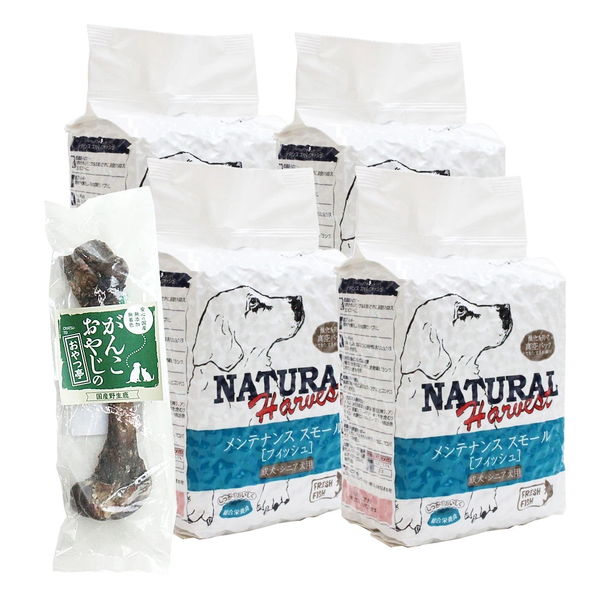 ベーシックフォーミュラ メンテナンススモール フィッシュ 1.59kg4袋【国産鹿レッグボーン 1本Mサイズ付き】 ドッグフード