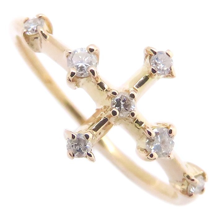 ダイヤモンド リング 指輪 ダイヤモンド0.13ct 11号 クロスモチーフ K18PG ピンクゴールド レディース/294790【中古】