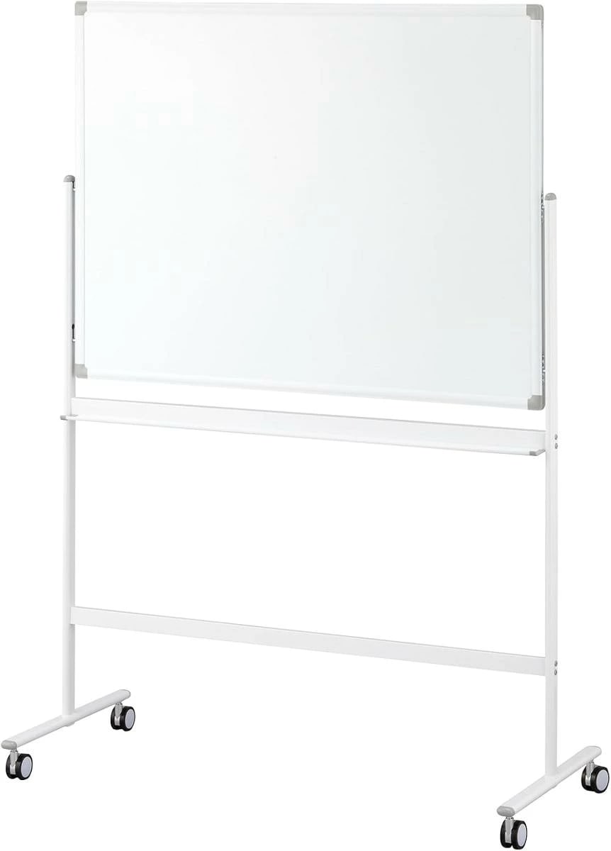 未使用品　アイリスチトセ ホワイトボード 脚付 両面 無地 幅1200×高さ900 KJWR-1290　キャスター付き　書きやすいスチール板面