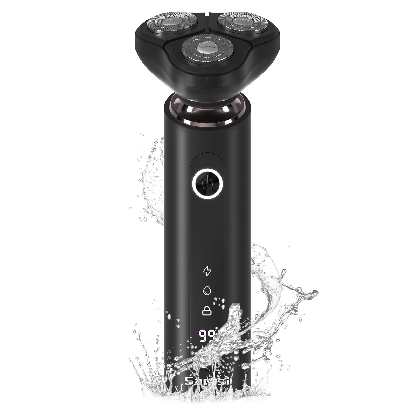 Sarlisi メンズ 電動シェーバー 電気シェーバー 男性用 超強力モーター 回転式 磁気ヘッド 防水仕様 IPX7防水 深剃り 髭剃り 乾湿両用 旅行用 父の日 Black