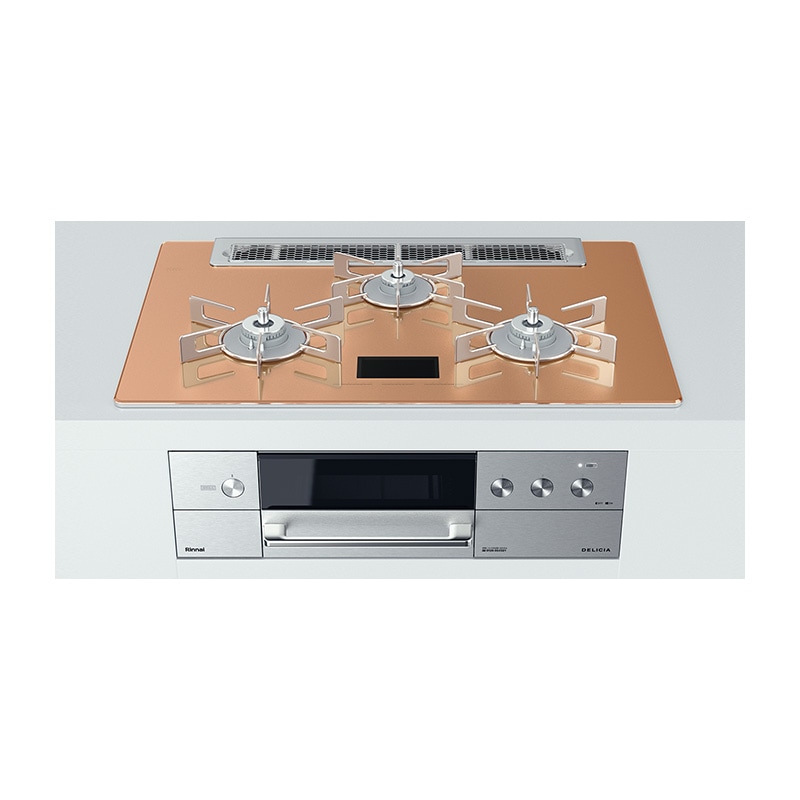 ビルトインコンロ DELICIA デリシア 3口 AC100V電源タイプ プロパンガス 75cm LPG スパークリングカッパー RHS71W31E12VCASTW-LPG