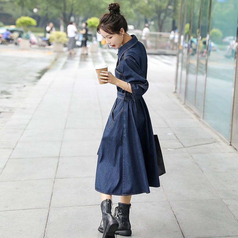ワンピース女秋服レトロ気質女神範ゆるいカジュアルロング