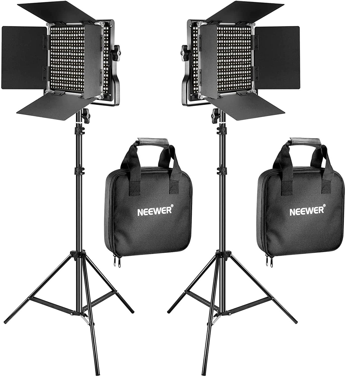 NEEWER 2パック 660 LEDビデオライトとスタンドキット 撮影用ライト 40W 高輝度 CRI96+ 3300lux/1m 3200K-5600K色温度 二色 0-100％調光可能 Uブラケ