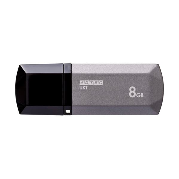 （まとめ）アドテック USB2.0キャップ式フラッシュメモリ 8GB ミッドナイトシルバー AD-UKTMS8G-U2R 1個(×10セット)