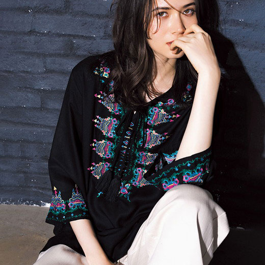 [最安値挑戦]！インド製カラー刺しゅうブラウス レディース 夏 トップス シャツ ブラウス M-3L