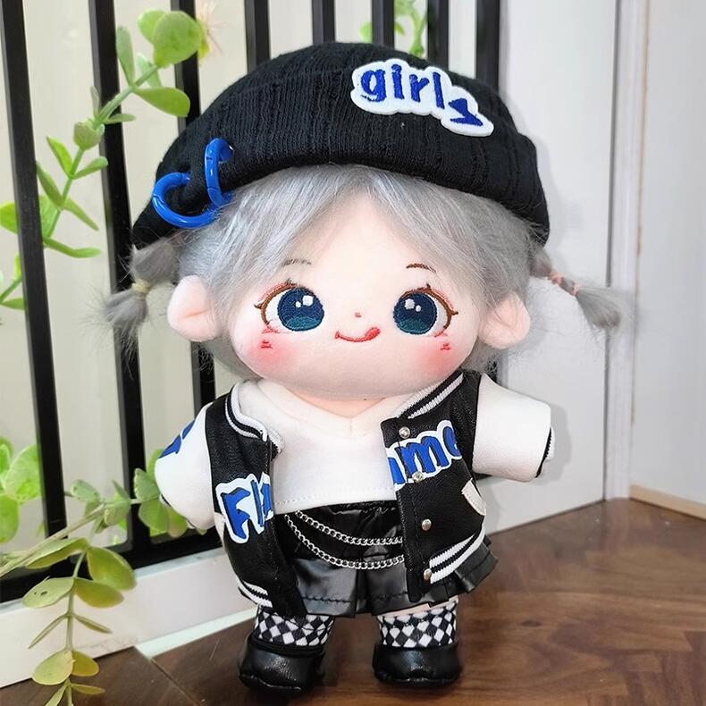 【20cm】着せ替えぬいぐるみ 着せ替え人形 ぬいぐるみ 綿人形 可愛い 灰色髪青目の少女 うまい顔 スケルトン付き可能 ふわふわ コットンドール