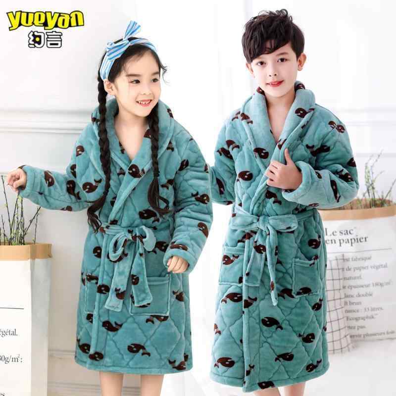 キッズ パジャマ ナイトウェア バスローブ ネグリジェ リラックス ウェア ルームウェア ガウン ロング 厚手 衣料品 親子 子供 冬
