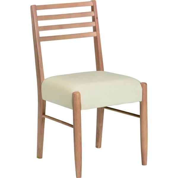 ダイニングチェア/食卓椅子 (2脚組 ナチュラル) 幅44×奥行50×高さ81.5cm PVC 木製 組立品 (リビング 在宅ワーク)