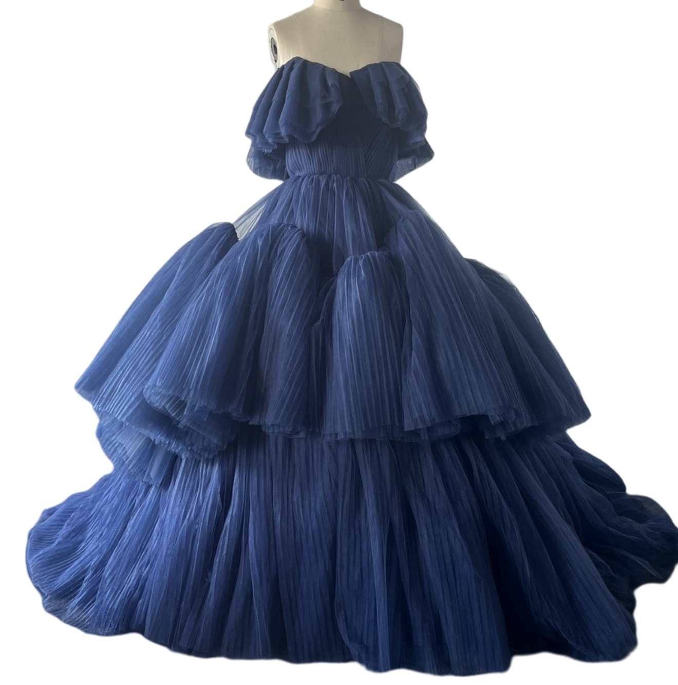 カラードレス ネイビー デザイン感 ラッフルフリル ミニトレーン ブライダル 結婚式 47,880円