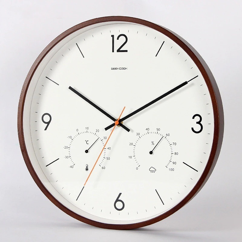 壁掛け時計 掛け時計 ウォールクロック 静音 掛け時計 温度 湿度 温湿度計 おしゃれ 北欧 連続秒
